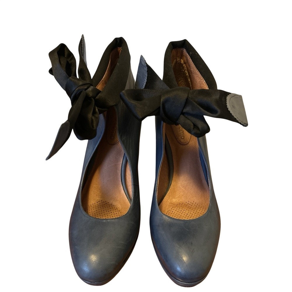 Corso Como Women's Leather Dodie Bow Tie Wedge Shoes Size‎ 7,5 Blue Comfortable
